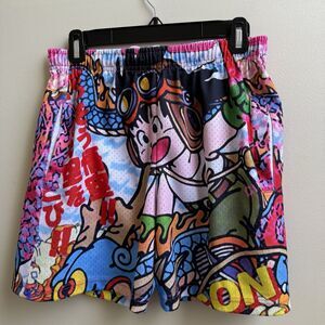Brutier Mesh Shorts Pull On Pockets Graffiti  Retro Size M